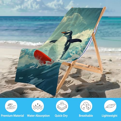 Microfiber Penguin Beach Towel Oversized