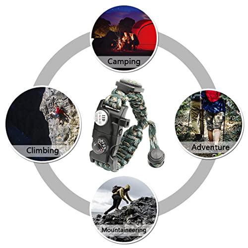 20 in 1 Survival Paracord Bracelet Adjustable Gear Kit with SOS LED Light