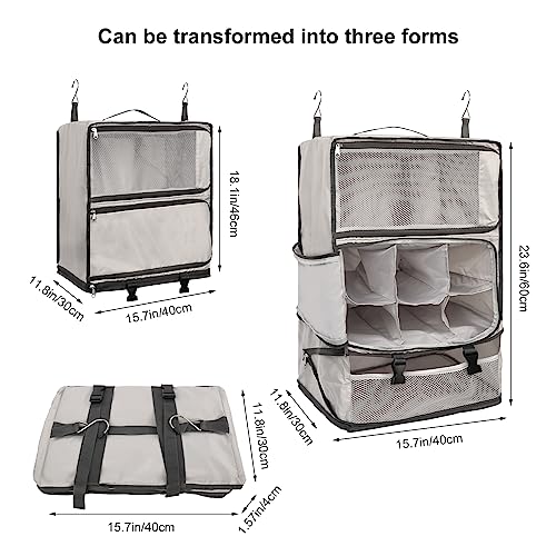 Travel Portable Hanging Shelves Closet Organizer Packing Luggage Storage with Multifunctional and Foldable Invisible Compartment