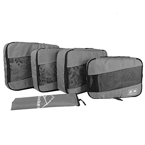 5pc Packing Cubes Set Large Travel Luggage Organizer 4 Cubes 1 Laundry Pouch Bag (5 Count)