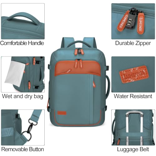 40L Expandable Carry On Travel Backpack with 4 Packing Cubes