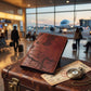 Handmade genuine Leather Wallet Map engrave