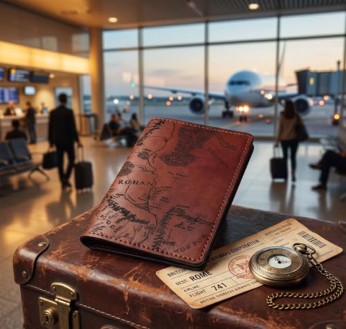 Handmade genuine Leather Wallet Map engrave