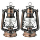 LED Vintage Lantern Metal Hanging Hurricane 12 LED Dimmer Switch Warm White Battery Operated Power Outage Indoor Camping Lighting Outdoor Brooklyn (2 Count)