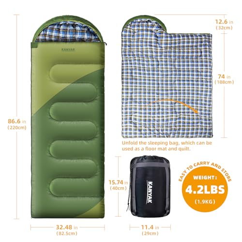 Sleeping Bags for Adults Backpacking Lightweight Waterproof Cold Weather Sleeping Bag for Girls Boys Mens for Warm Camping Hiking Outdoor Travel Hunting with Compression Bags