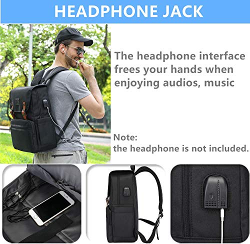 Laptop Backpack Men Women Vintage Backpack Bookbag College Backpacks Stylish Backpack Black Fits 15.6 Inch Laptop
