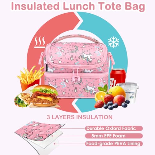 Double Decker Cooler Insulated Lunch Bag Large Tote for Boys