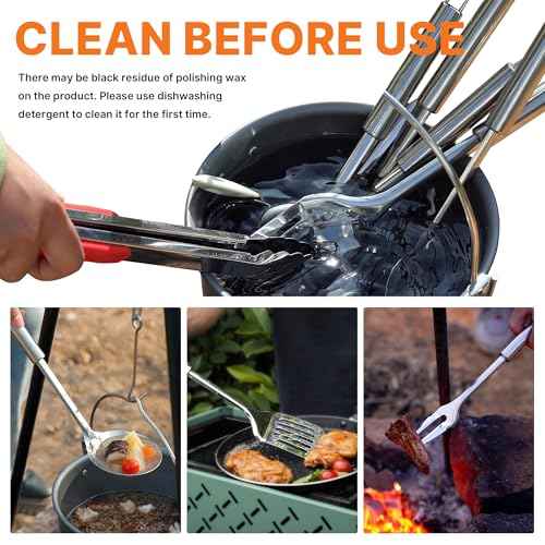 Camping Cooking Utensils Set 34 PCS Camp Kitchen Cookware Kit with Organizer Bag (34 Count)