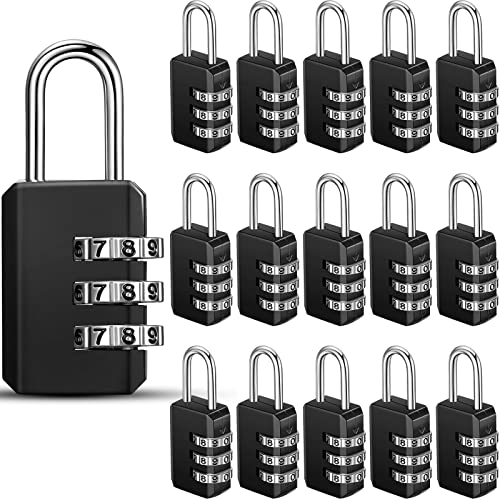 16 Pack 3 Digit Combination Lock Small Combo Locks Waterproof Luggage Number Padlock for Backpack Suitcases Traveling Toolbox School Gym Employee Locker (16 Count)