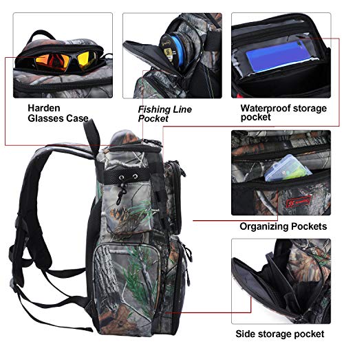 Fishing Tackle Backpack Waterproof Tackle Bag Storage with 4 Trays Tackle Box