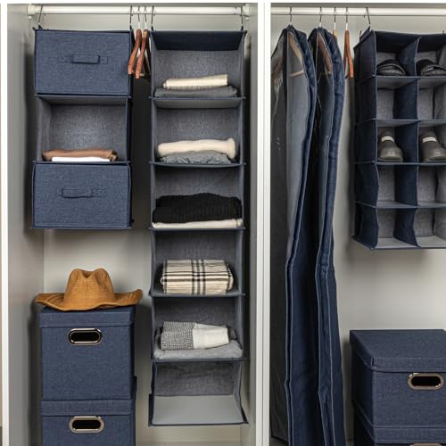 Hanging Cotton Blend Closet Organizer with 3 Storage Shelves