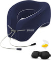 Travel Pillows for Airplanes, Neck Pillow Airplane, Airplane Travel Accessories with Eye Mask, Earplugs & Storage Bag, Ergonomic Memory Foam Neck Pillow for Sleeping, Flights, Cars, Office (Navy Blue)