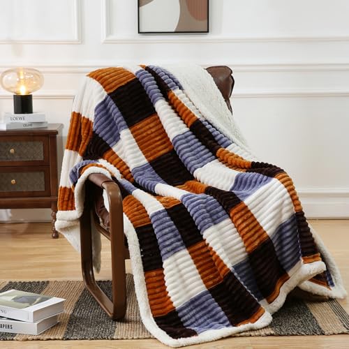 Sherpa Blanket Twin Plaid Thick Bed Blanket