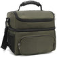 Double Layer Cooler Insulated Lunch Bag Adult Lunch Box Large Tote Bag for Men (Army Green)