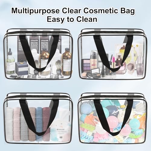 3 Pack Large Clear Makeup Bag (3 Count)