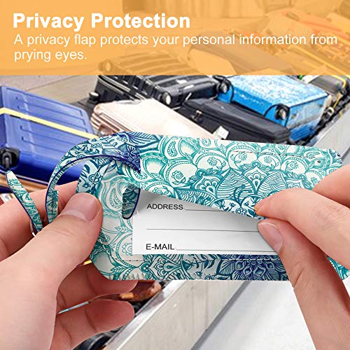 2 Pack Luggage Tags Leather Name ID Labels with Privacy Cover (2 Count)