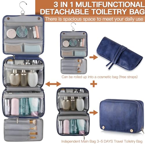 Hanging Toiletry Bag for Men PU Leather Shaving Dopp Kit