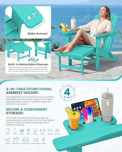 Folding Adjustable Adirondack Chairs with Footrest Set of 2 (2 Count)