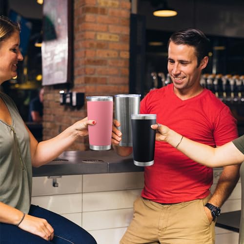 20oz Tumbler with Lid Stainless Steel Tumblers Insulated Mug Black 6P (6 Count)