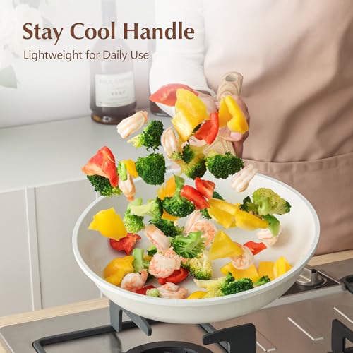 9.5Inch Nonstick Ceramic Frying Pan with Lid