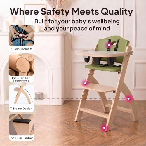 Beyond Junior Convertible Wooden High Chair with Removable Tray