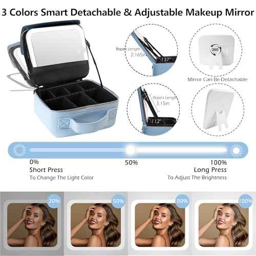 Travel Makeup Bag Cosmetic Bag Makeup Organizer Bag with Lighted Mirror