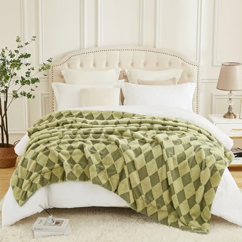 Luxury Faux Fur Rabbit Fur Throw Blanket Sage Green 60"*80"
