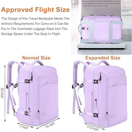 40L Expandable Carry On Travel Backpack with 4 Packing Cubes