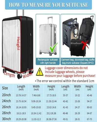 Upgraded Double Zippered Transparent PVC Suitcase Cover 26 Inch