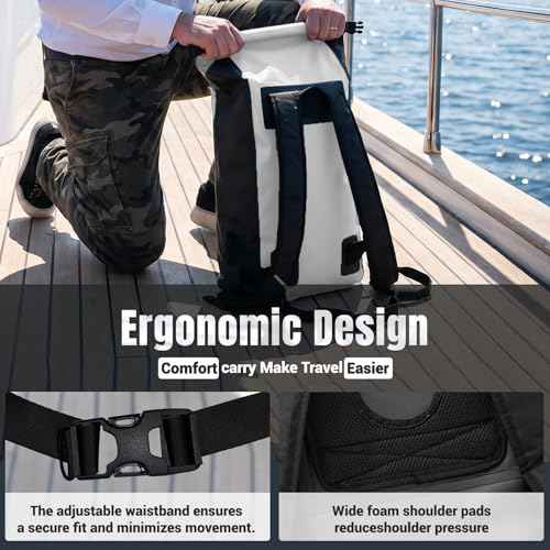 20L Waterproof Dry Bag Boating Backpack for Travel Hiking Camping Kayaking Hiking Swimming Floating Submersible Dry Bag bright white