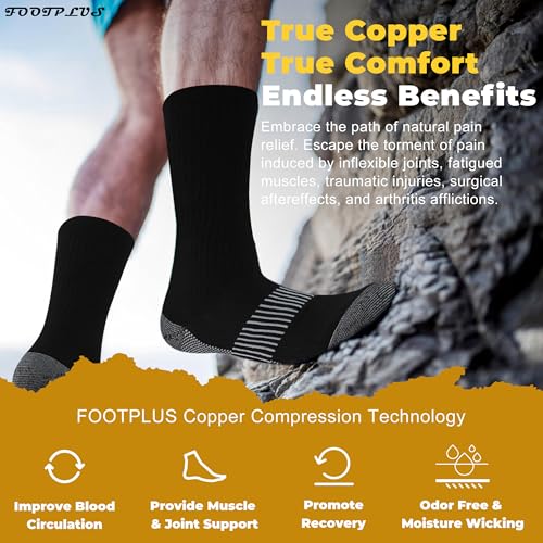 3 Pairs Copper Hiking Running Socks Men (3 Count)