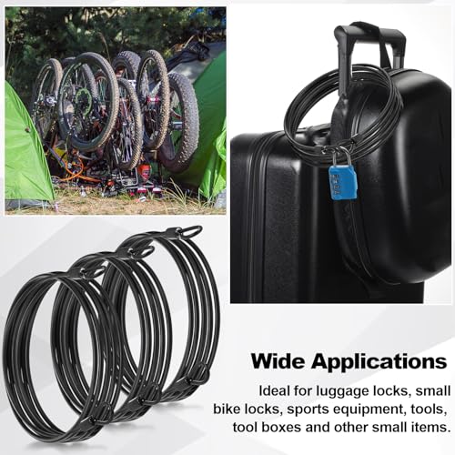 12 Pack Security Cable Luggage Lock with Loops 7 ft 3mm Braided Steel Coated Bike Cable Wire Double Loop Anti Theft Safety for U Lock (12 Count)