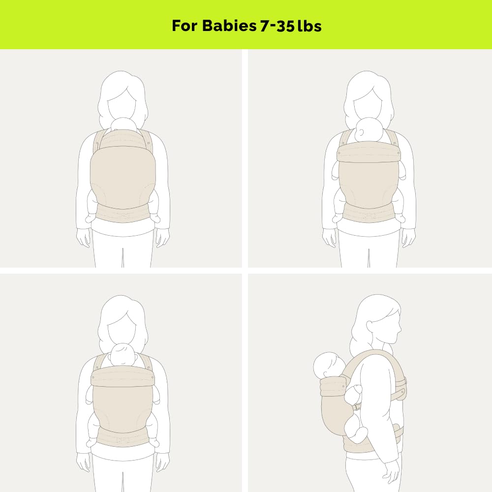 NEST BLANCHE Baby Carrier – Soft Cotton Linen Blend with Magnolia Jacquard Design, Adjustable and Ergonomic for Newborns and Toddlers (Daisy)