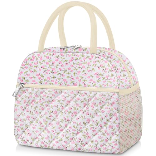 Lunch Bag Lunch Box for Women Adult Men Insulated Quilted Reusable Large Lunch Tote Bag Leakproof Simple Cooler Bag for Work Office Picnic Beach or Travel