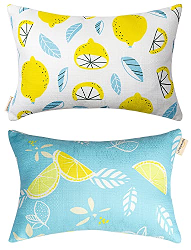 Outdoor Patio Chaise Lounge Small Headrest Waterproof Pillows with Insert & Adjustable Elastic Stripe (2 Count)