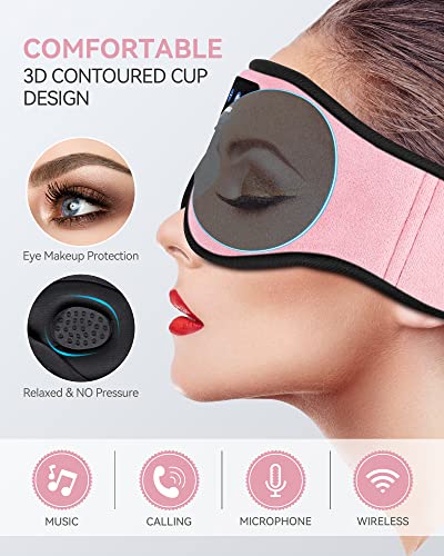 3D Sleep Headphones Bluetooth 5.4 Sleep Mask with HD Speakers