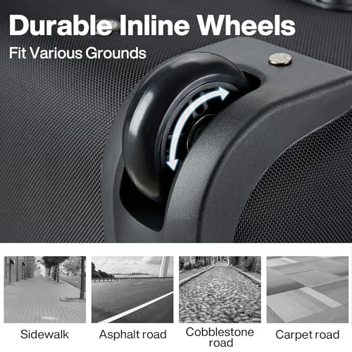 Expandable Carry On Luggage Suitcases with Wheels Foldable Duffle Bag for Travel Carry On suitcase Weekend Bag for Women Men（Black）