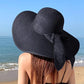 Women Wide Brim Bow Straw Hat Floppy Foldable Beach Sun Hat Roll up Cap UPF 50+