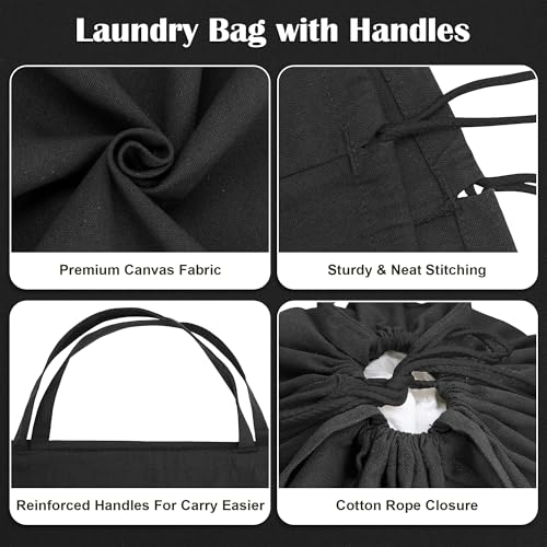 Canvas Laundry Bags with Handles & Square Base 13.8"Wx13.8"Dx27.6"H