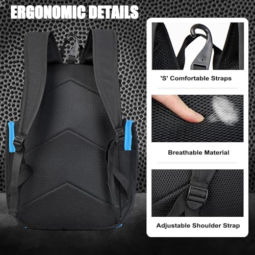 Large Basketball Backpack Sports Gym Bag with Ball Holder Ventilated Shoe Compartment Insulated Cooler Pockets Reflective Strips Fence Hook for Men Athletic Training