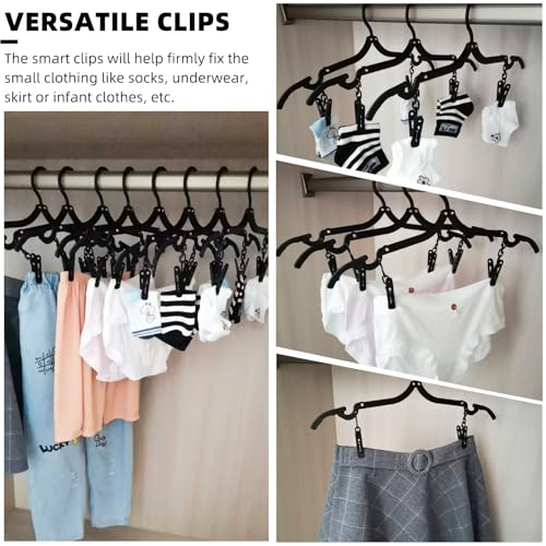 12pcs Black Travel Hangers with 24pcs Clips Foldable for Suitcase (12 Count)
