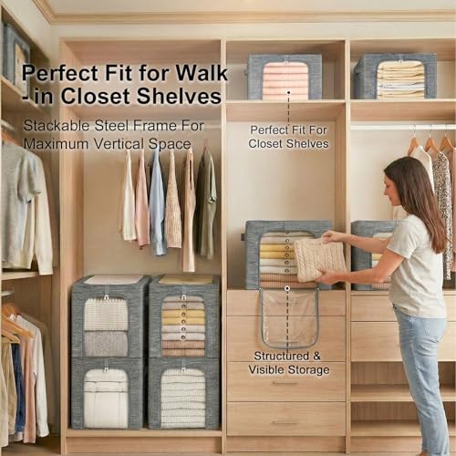 Baby Clothes Storage Bins with Metal Frame 27L 6 (6 Count)