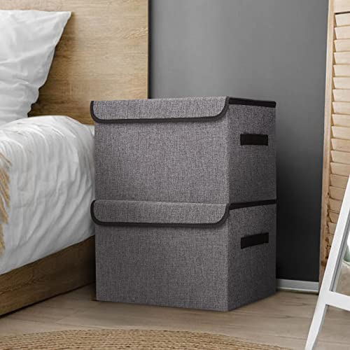 Large 17" 42 Quarts Collapsible Stackable Storage Bins with Lids [3 (3 Count)