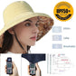 Womens Sun Hats Wide Brim Reversible Bucket Cotton Hat Packable Summer Travel Cap with Hat Clip