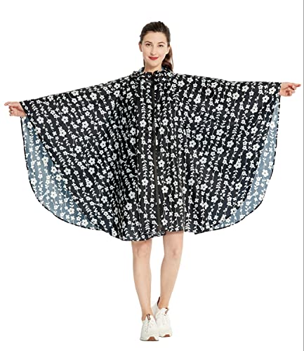 Rain Poncho Jacket Coat Hooded Zipper Style for Women