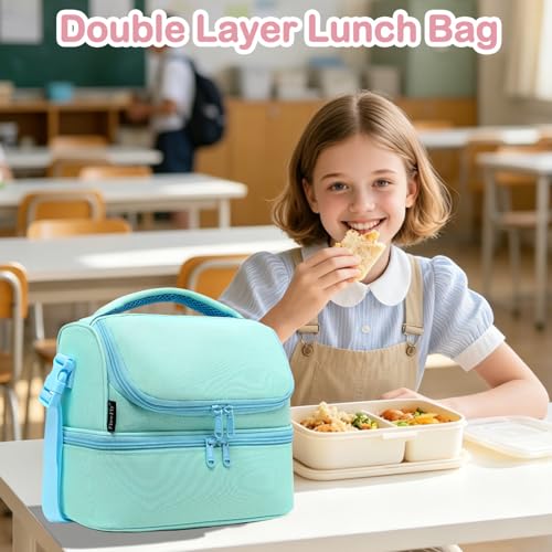 Double Decker Cooler Insulated Lunch Bag Large Tote for Boys