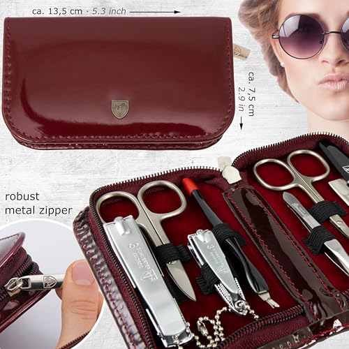 Brand Quality 8 piece Manicure Pedicure Grooming kit Set for Professional Nail Care with Synthetic Leather case Burgundy