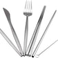 Gugrida Reusable Travel Utensils, 7 Pieces Portable 18/10 Stainless Steel include Knife Fork Spoon Chopsticks Cleaning Brush Straws Portable Pouch, Eco-friendly Camping Silverware Set, Dishwasher Safe