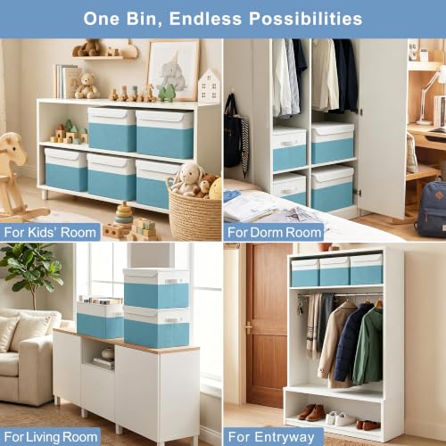 Large 22 Quart Linen Fabric Foldable Storage Bin Cube Organizer Basket with Flip (4 Count)