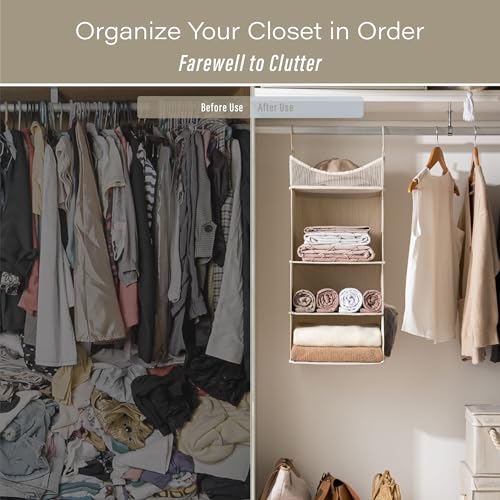 3 Shelf Hanging Closet Organizer with Half Compartment